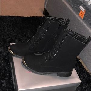 Black combat boots with gold tip | never worn